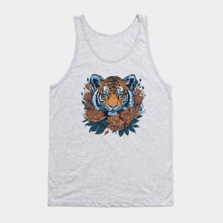 Tiger head with flowers and foliage t-shirt design, apparel, mugs, cases, wall art, stickers, water bottle T-Shirt T-Shirt Tank Top